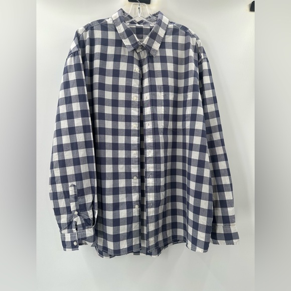 American Eagle Outfitters Navy/White Gingham Plaid Button-Down Shirt Men’s XL - Picture 2 of 6